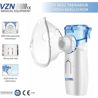 Vzn Yeni Nesil SARJ EDİLEBİLİR Taşınılabilir Mesh Nebülizatör cihazı